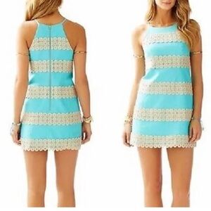 Lilly Pulitzer Blue and Cream Lace Mini Dress